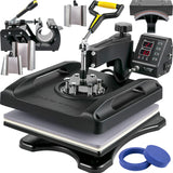 VEVOR Prensa de Calor 8 en 1 Placa 38 x 38 cm Máquina de Prensa de Calor Negra 1000 W Giratoria de 360 Grados Pantalla Digital Prensa de Transferencia para Camiseta Taza Sombrero Tapa