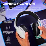 Trust Gaming GXT 491W Fayzo Cascos Gaming Inalámbricos Bluetooth + 2.4 GHz, 7.1 Sonido Envolvente, Batería de 22 Horas, Auriculares Inalámbricos RGB Over-Ear PC PS5 PS4 Switch - Blanco
