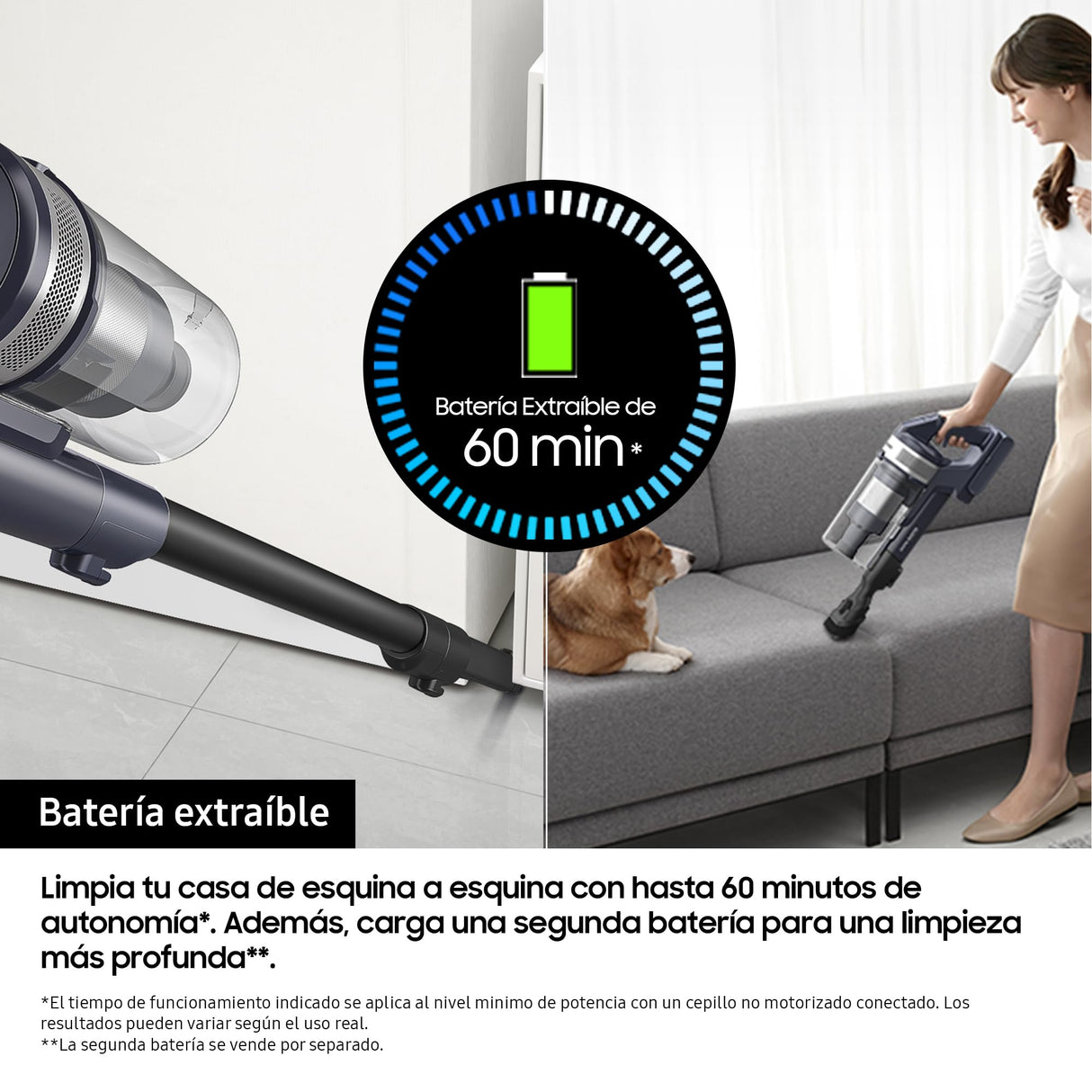 SAMSUNG Aspiradora sin Cable Jet 75E Pet 200AW con Cepillo para Mascotas VS20B75AGR5/WA