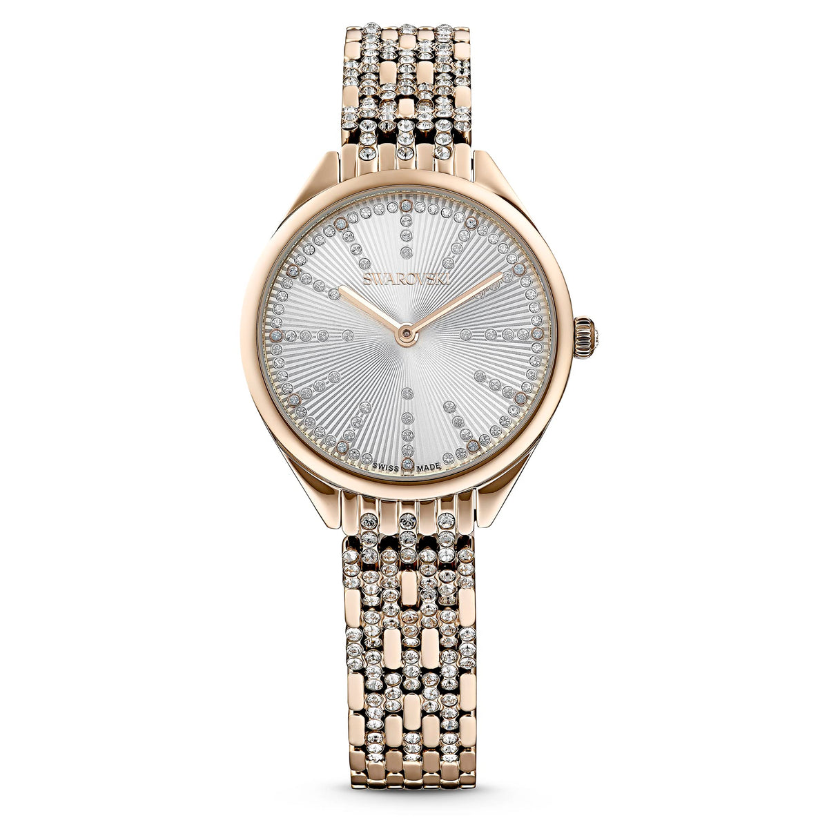 Swarovski Reloj Attract, Brazalete de metal, Blanco, PVD tono oro