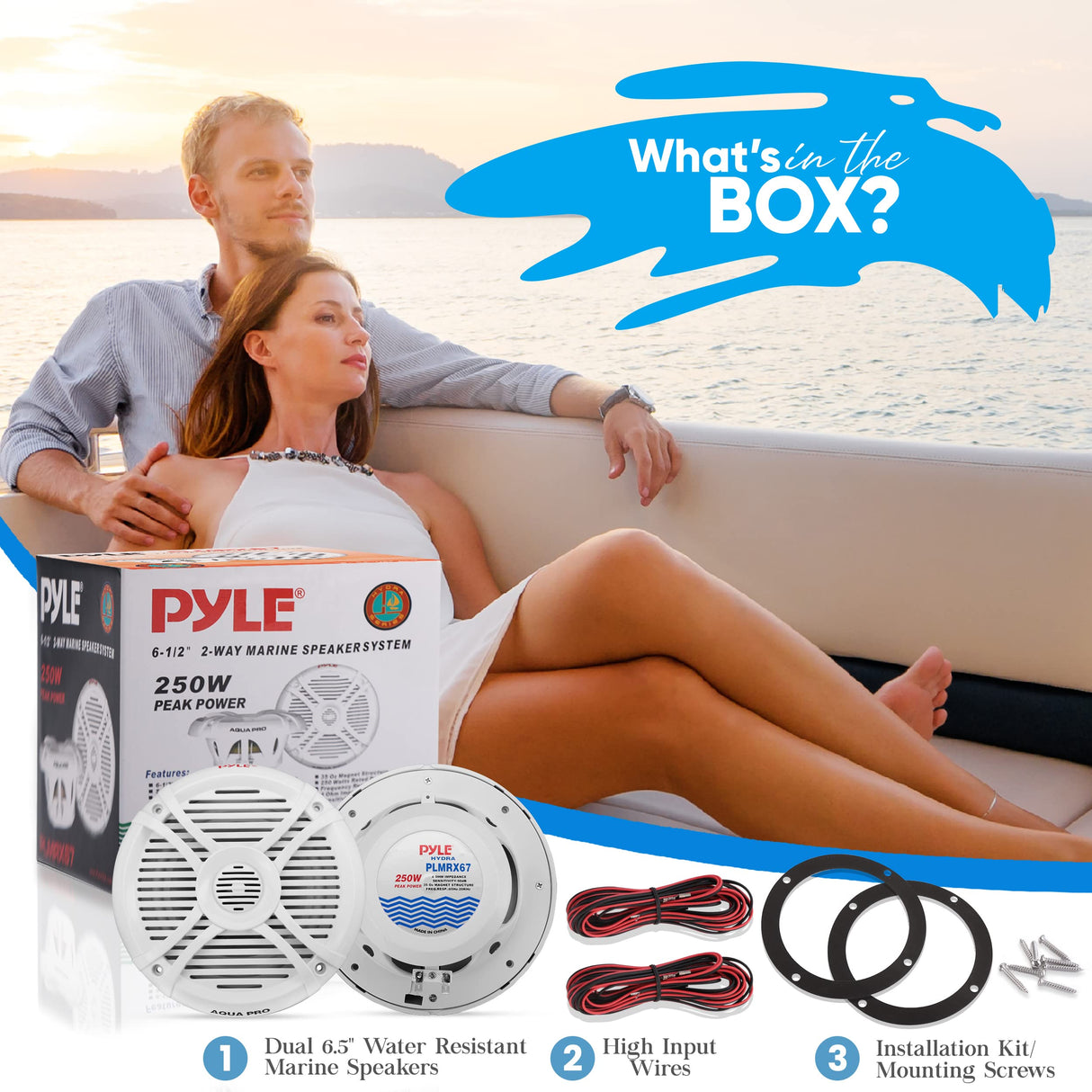 Pyle PLMRX67 Blanco altavoz - Altavoces (2.0 canales, Alámbrico, Terminal, 65 - 20000 Hz, 4 Ω, Blanco)
