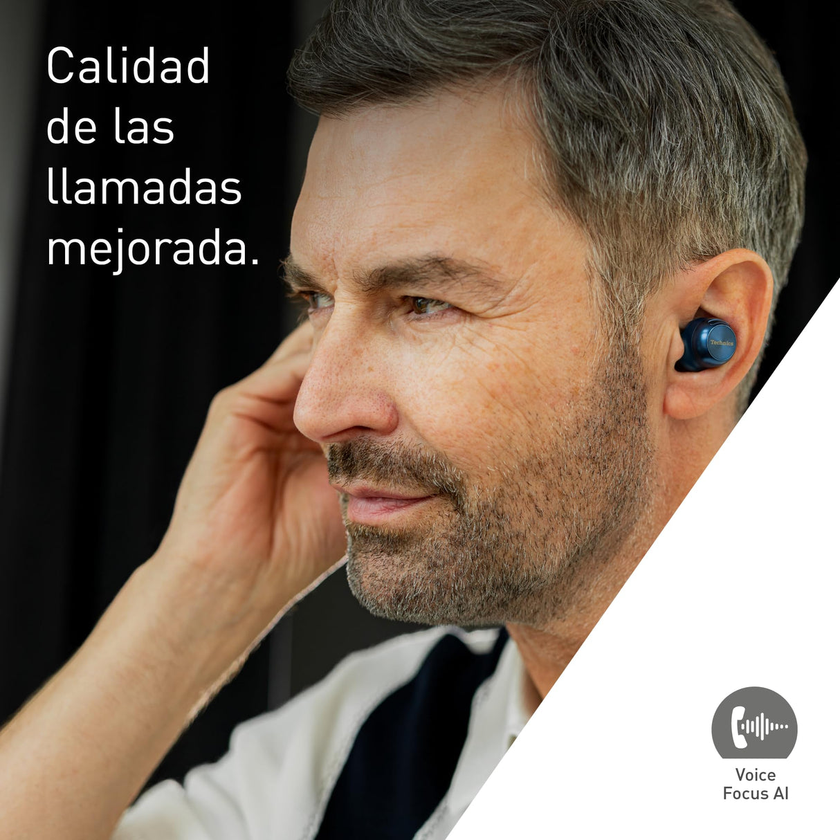 Technics EAH-AZ100E-A Auriculares Inalámbricos con Cancelación De Ruido, Bluetooth Multipunto, Voice Focus AI, Cómodos Auriculares Internos, Azul Medianoche
