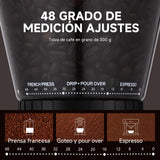 AMZCHEF Molinillo de Café Eléctrico con Soporte Desmontable y Contenedor | Panel Táctil LCD | 24 Regulable de Molido Molinillo de Café con Muelas para Espresso/Drip/Pour Over/Cold Brew/French Press