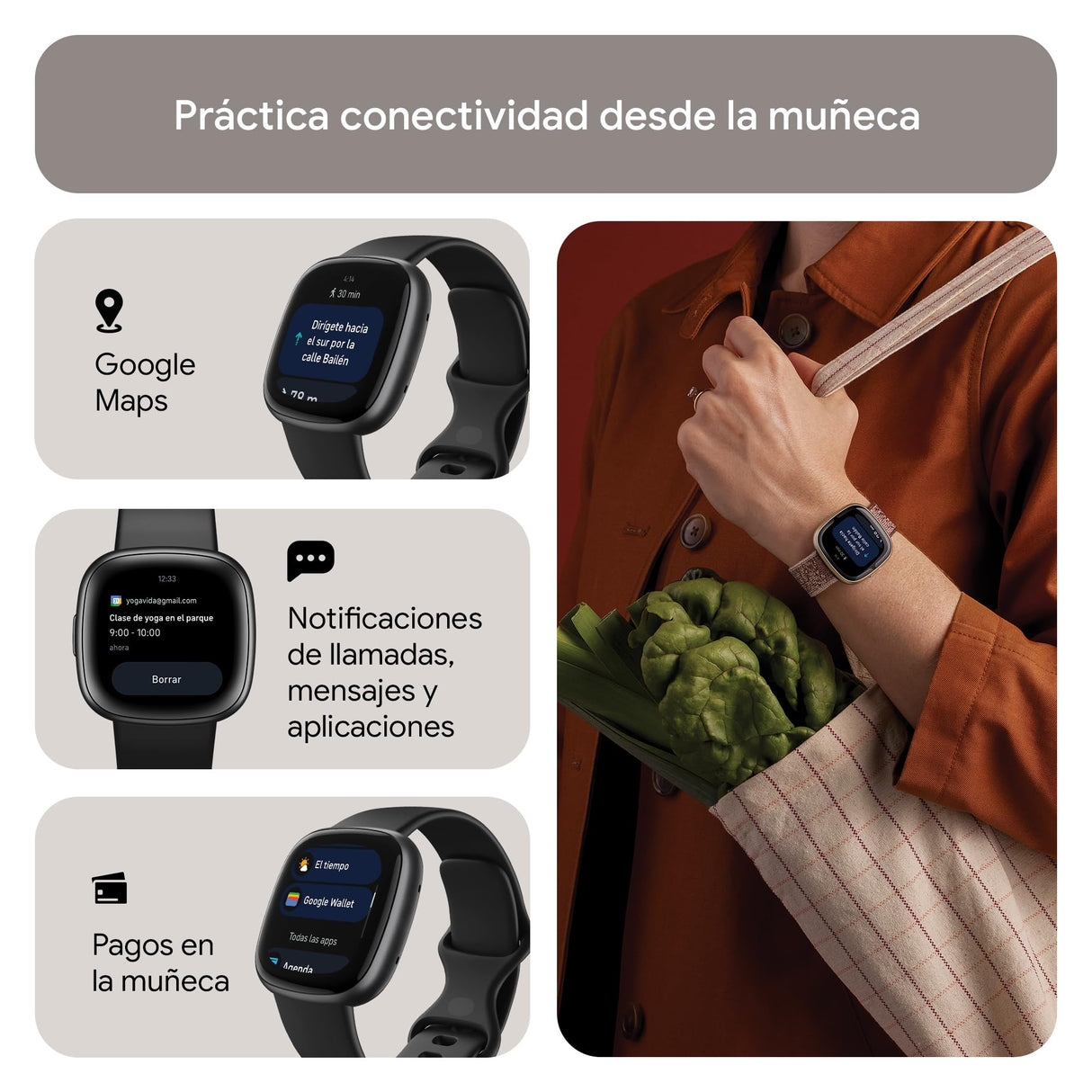 Fitbit Versa 4,Black/Graphite Smartwatch, Unisex-Adult, Negro/Aluminio Grafito, One Size