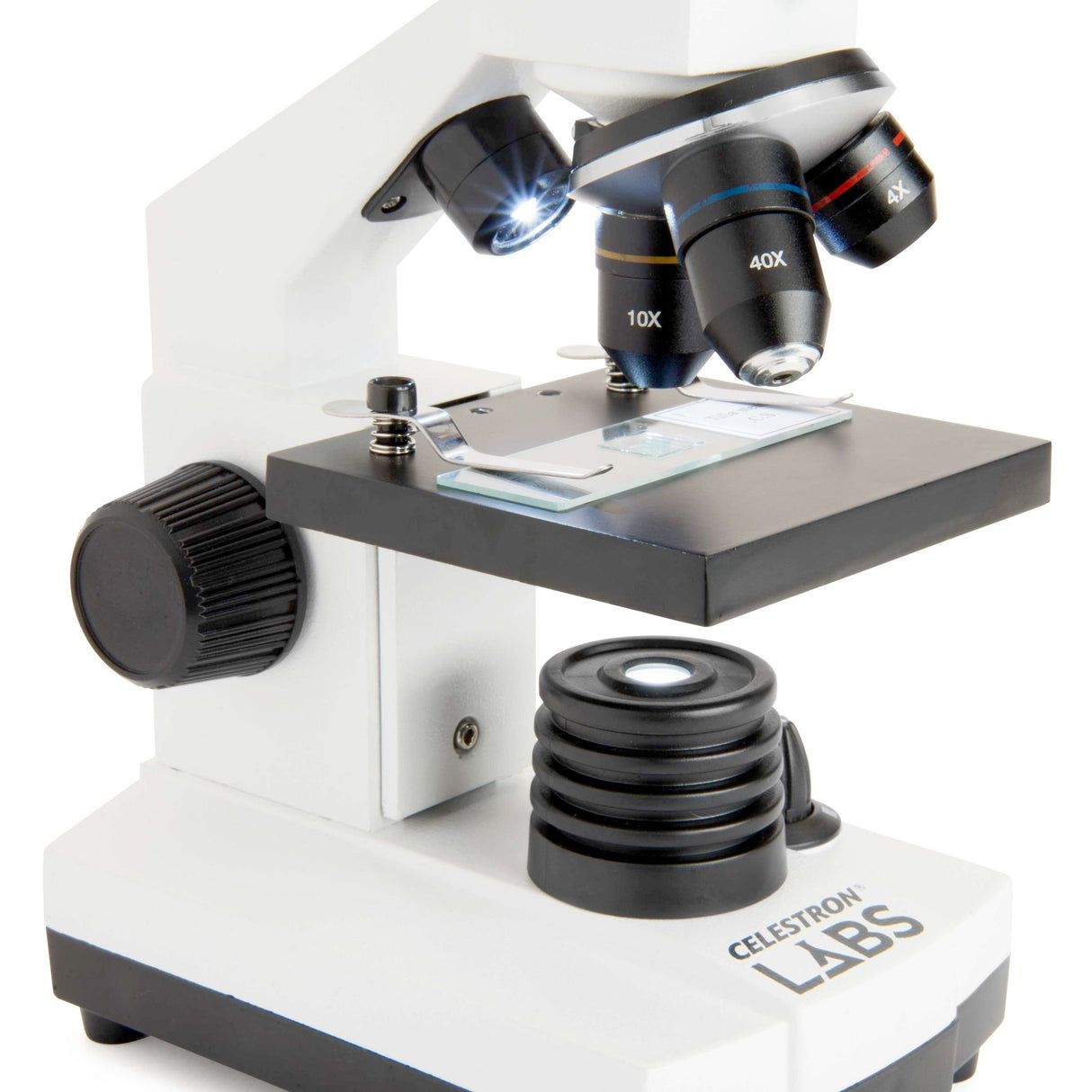 Celestron 44128 CL-CM800: microscopio compuesto, 40x-800x aumentos, blanco