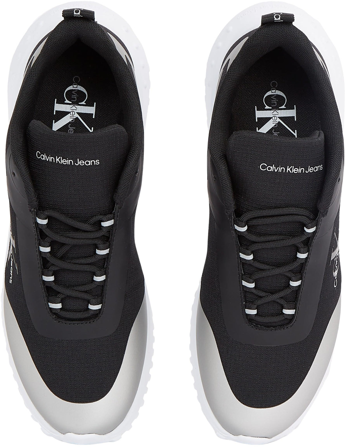 Calvin Klein Runner Sneaker Mujer Eva Runner Low Lace Mix sin Cordones, Negro (Black/Silver), 37