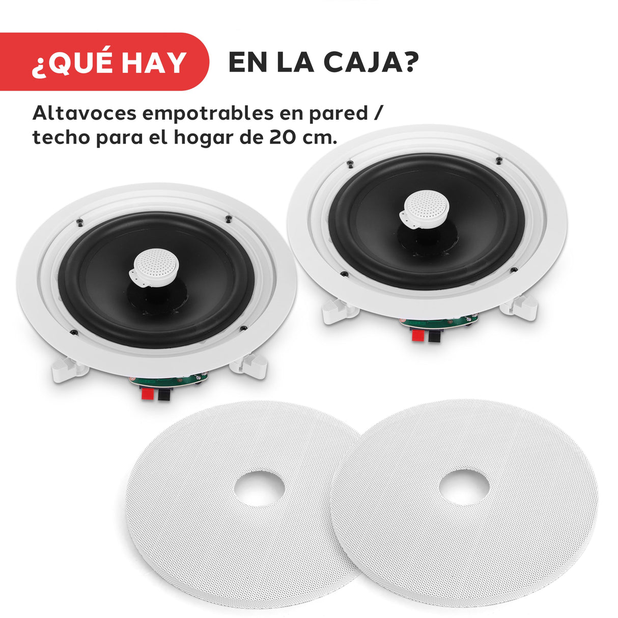 Pyle Altavoces Techo, Empotrables, 8”, Tweeter de cupula de Titanio direccionable de 1”, Frecuencia de 55Hz a 22kHz, Pico de 300V, Facil instalacion