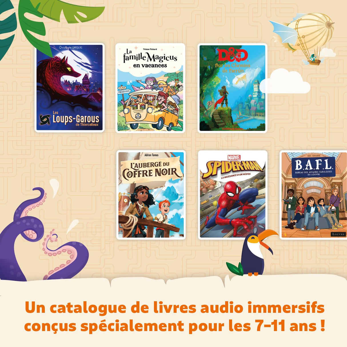 Lunii – Un Paquete con FLAM El Reproductor Interactivo para niños de 7 a 12 años y Sonido audiolibro para Elegir + 3 Libros de Audio interactivos adicionales para 12 Horas de antecedentes de Audio.