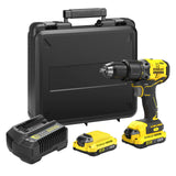 STANLEY SFMCD715D2K-QW Taladro Percutor V20 LI-Ion 18V Brushless con 2 Baterías 2Ah Inlcuye Cargador y Maletín
