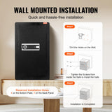 VEVOR Caja Fuerte de 113,27 L con Una Puerta, Cerradura con Llave, Contraseña y huella dactilar Bolsa Ignífuga, Estante para Llaves, Luz LED y 2 Divisores para Dinero, Documentos, Joyas, Negro