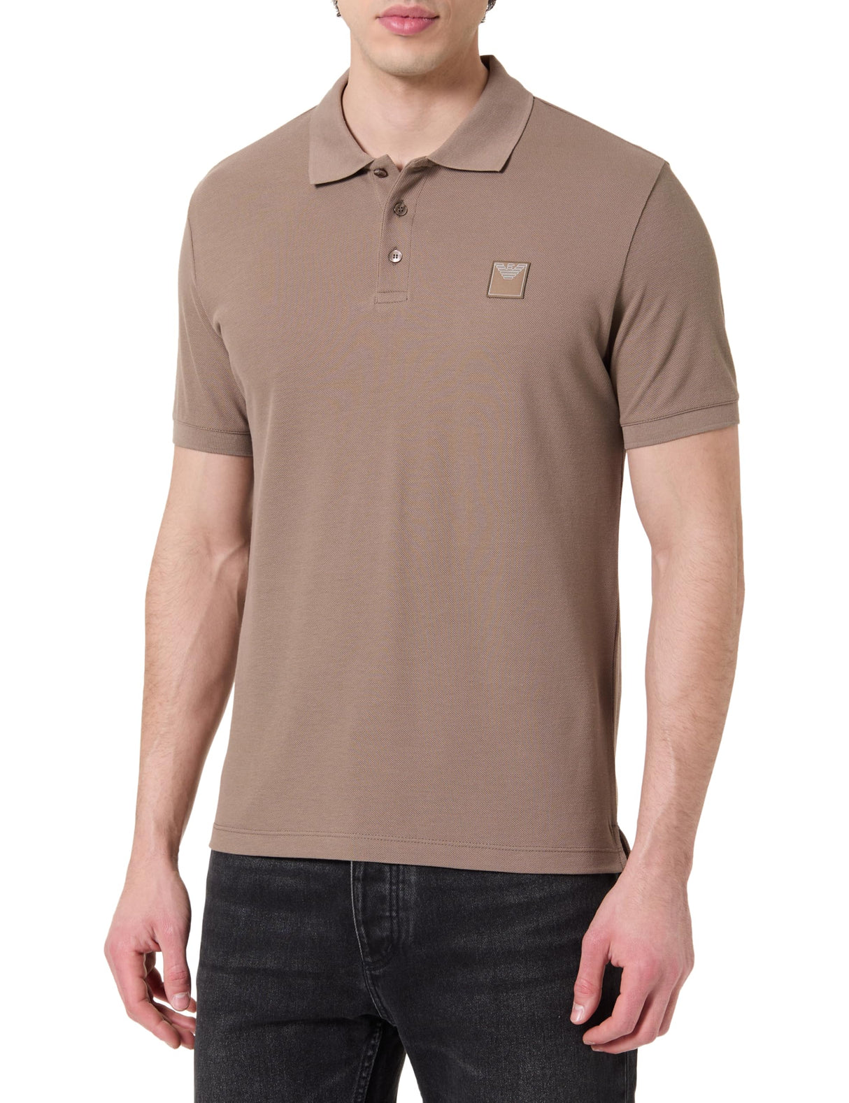 EMPORIO ARMANI Satin Label Polo Beachwear Camiseta, Nogal, XL para Hombre