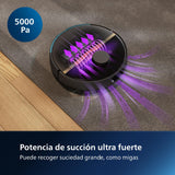 Philips Robot Aspirador y friegasuelos Homerun 7000, succión ultrapotente (5000 Pa), detección de obstáculos pequeños, estación de Vaciado automático, Robot Aspirador, App, Negro (XU7100/01)