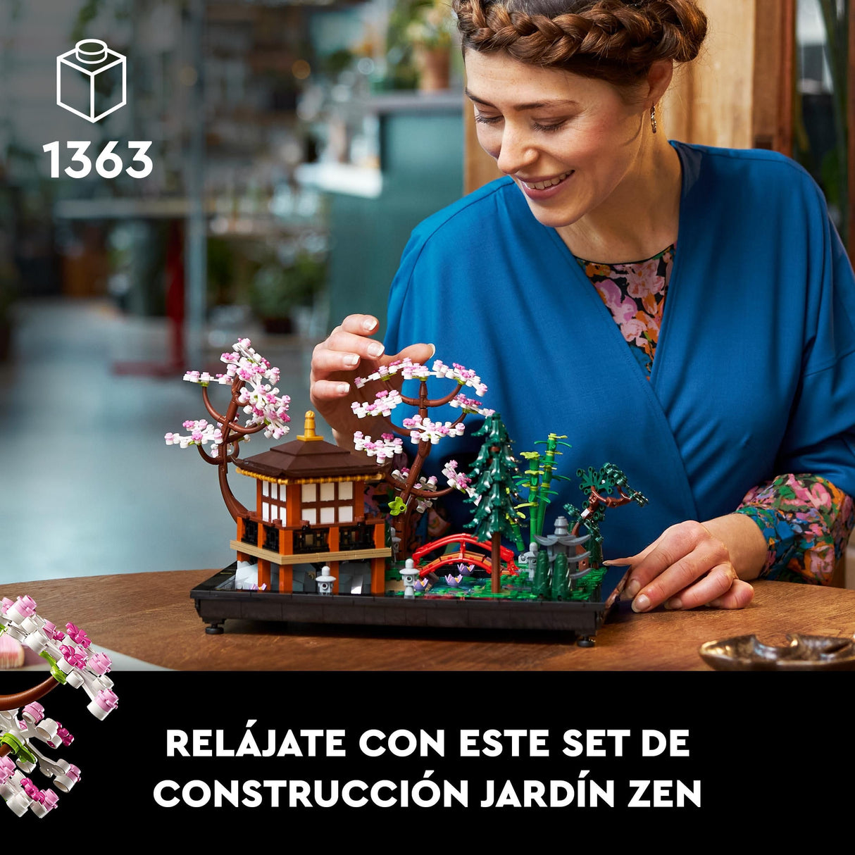 LEGO 10315 Icons Jardín Meditativo, Jardín Zen Botánico para Adultos con Flores de Loto, Decoración de Escritorio Personalizable, Inspirado en Tradiciones Japonesas, Regalo de Jardinería Mindfulness