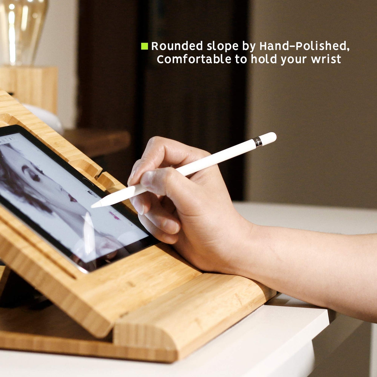 ELETIUO Soporte Ajustable Plegable para Tableta, Organizador de Madera de bambú multiángulo para iPad, Estable para Dibujar, Ver, Escribir (soporta múltiples Dispositivos)