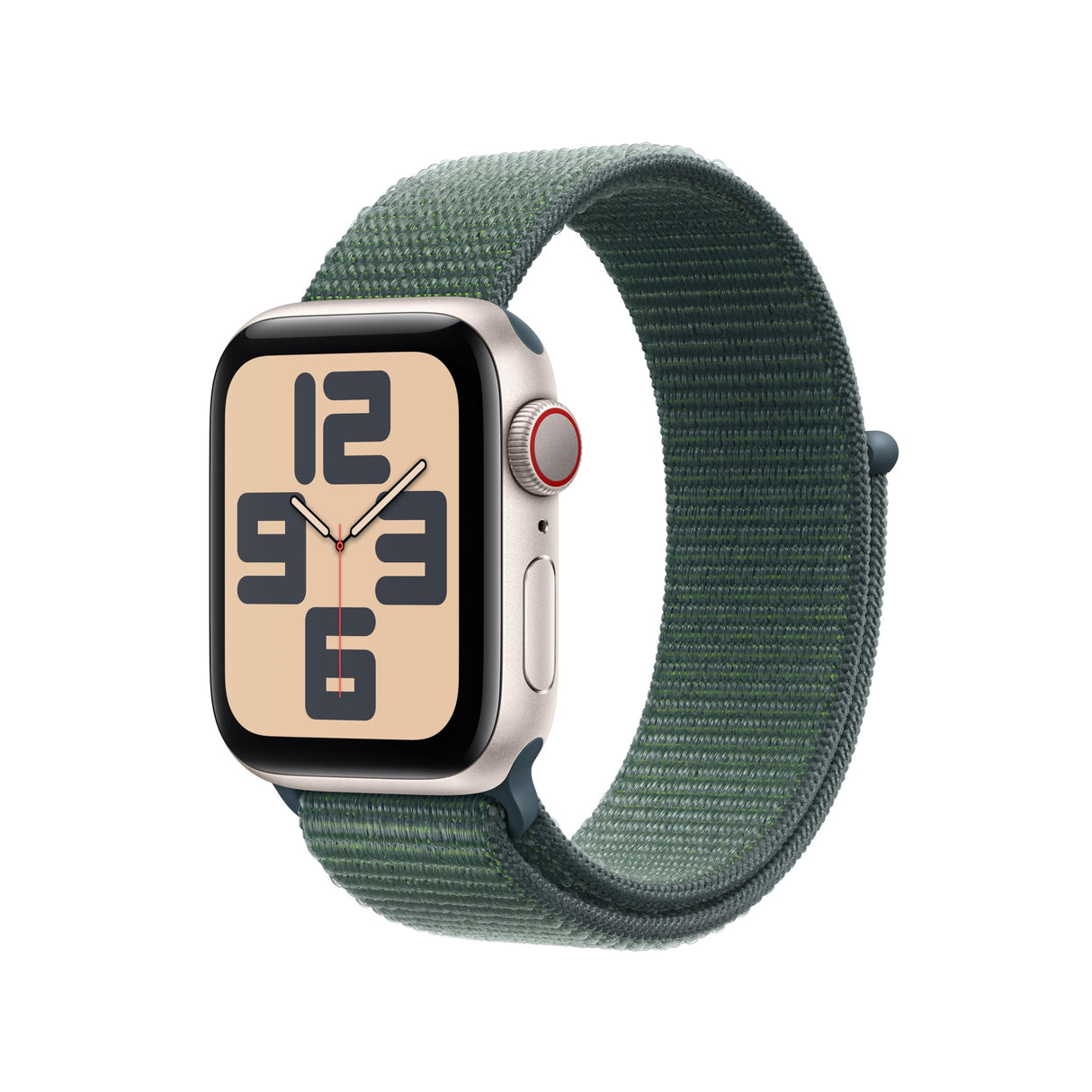 Apple Watch SE de 2.ª generación GPS + Cellular Smartwatch con Caja de Aluminio en Blanco Estrella de 40 mm y Correa Loop Deportiva Verde Lago. Monitores de entreno y sueño y Neutro en Carbono