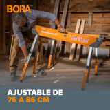 BORA Portamate Speedhorse XT PM-4550T - Par de caballetes de caballete de 30 a 36 pulgadas de altura, parte superior de metal para 2 x 4, caballo de sierra de banco profesional resistente para