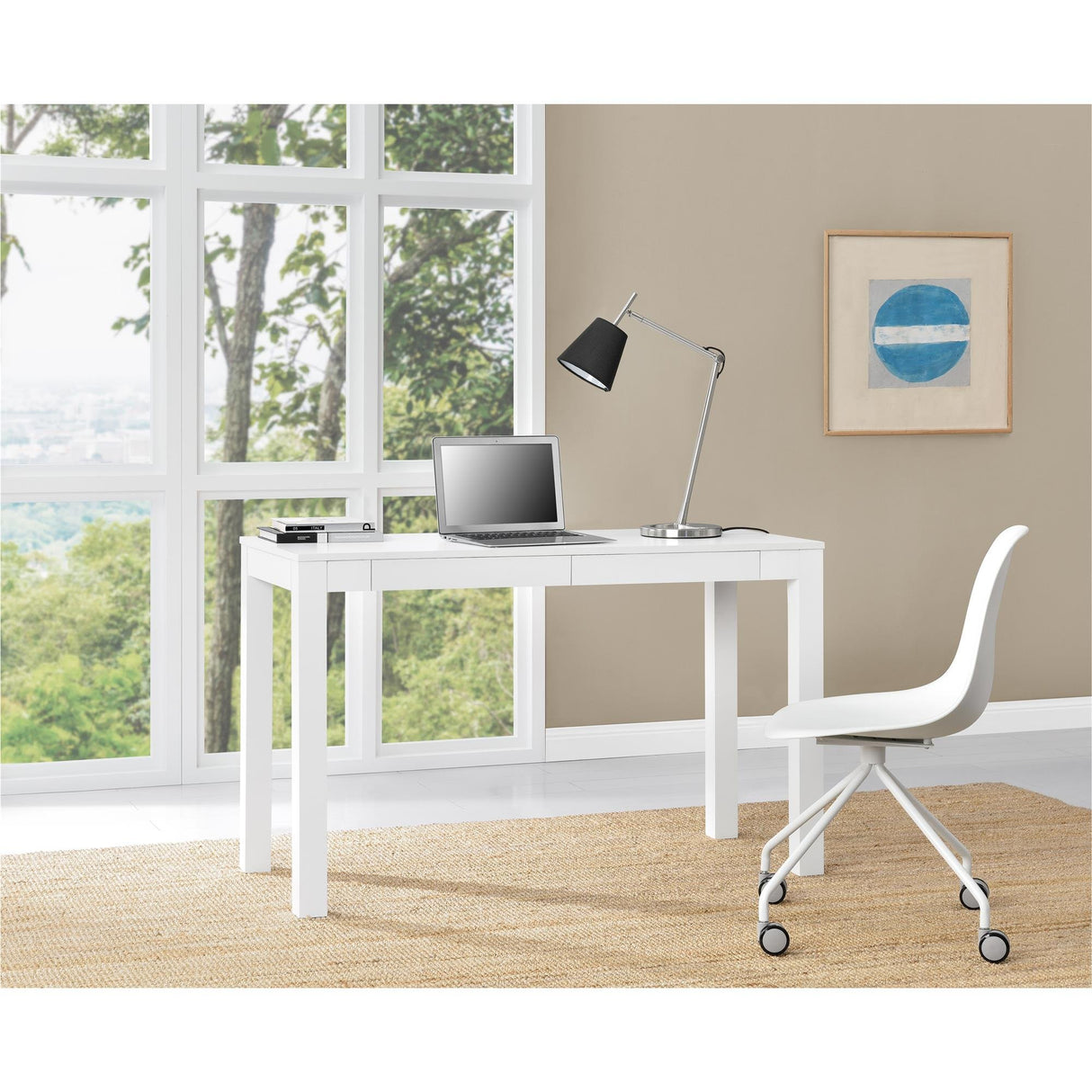 Ameriwood Home Gran Escritorio Parsons con 2 cajones, Blanco