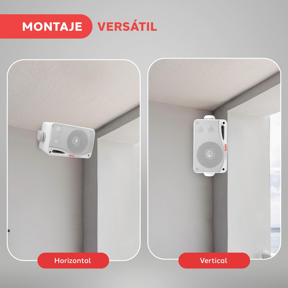 Pyle Sistema de Altavoces, Inalambrico, Impermeable, Waterproof, Exteriores, Interiores, Par de 3.5” de 3 vias, Activo, Pasivo