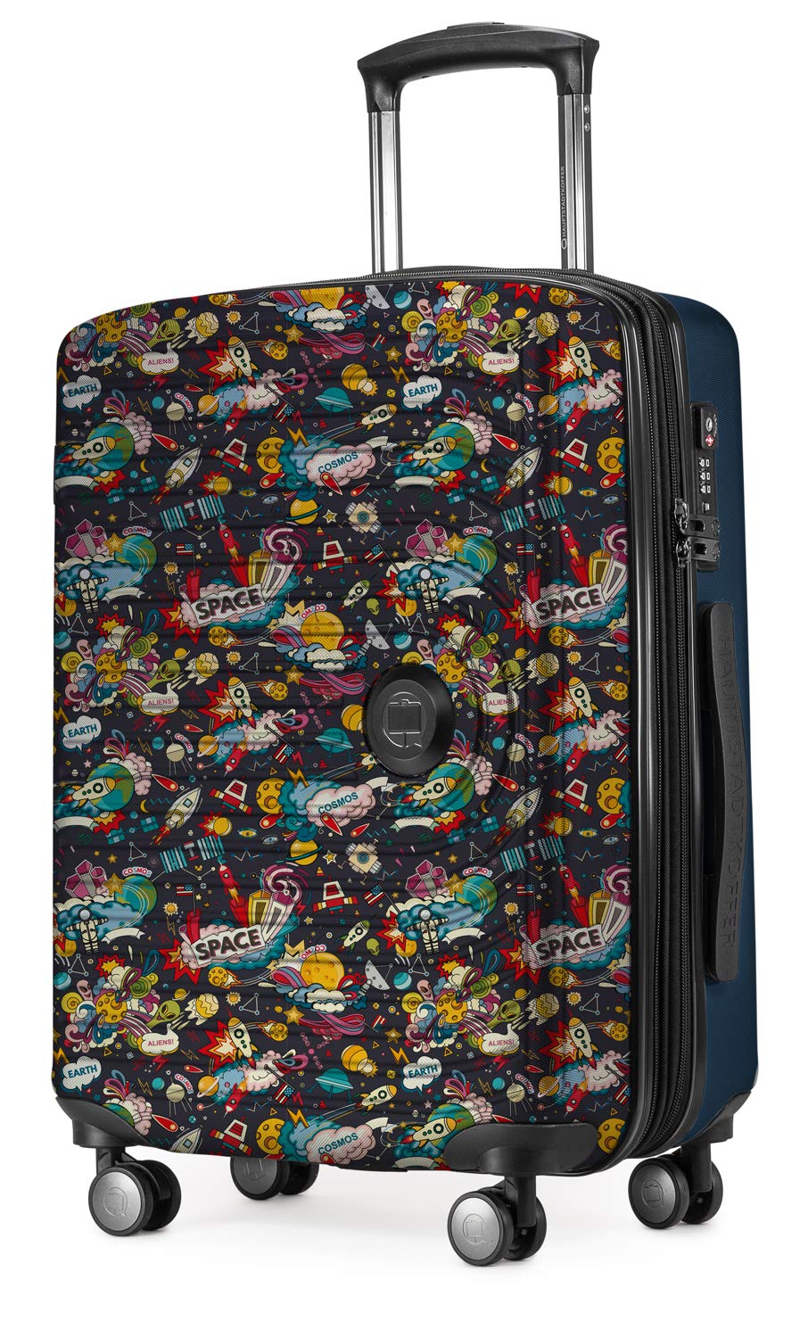 HAUPTSTADTKOFFER Mitte - Equipaje de Mano 55x40x23, TSA, 4 Ruedas, Maleta de Viaje, Rígida, con Ruedas, de Mano, de Cabina, Espacio Negro