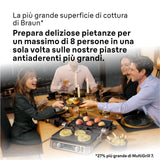 Braun MultiGrill 9 Pro CG 9160, Plancha Eléctrica con 2 Termostatos Independientes, 3 Posiciones de Cocinado, Placas Lavables en Lavavajillas, Sonda Térmica Integrada, 2200 W, Negro/Acero Inoxidable