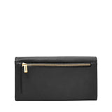 Fossil Billetero para mujer Logan, Bolso con solapa de piel y poliuretano negro 19,4 cm largo x 2,5 cm ancho x 10,2 cm alto SL7833001
