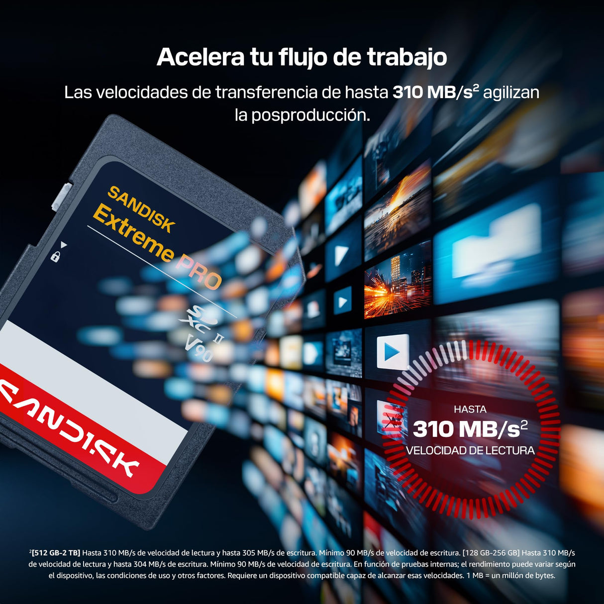 SANDISK Extreme Pro SD UHS-II V90 Tarjeta 2 TB (velocidades de Lectura de hasta 310 MB/s, Velocidades de Escritura de hasta 305 MB/s, Funciona con cámaras réflex y sin Espejo)