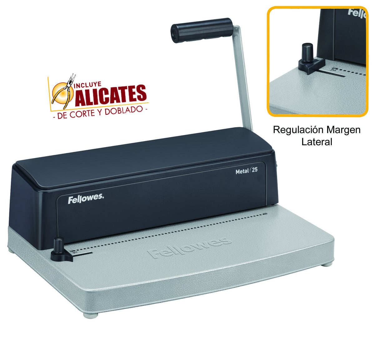Fellowes Encuadernadora manual de espiral metálico, Uso Ocasional, Color Blanco, Unico