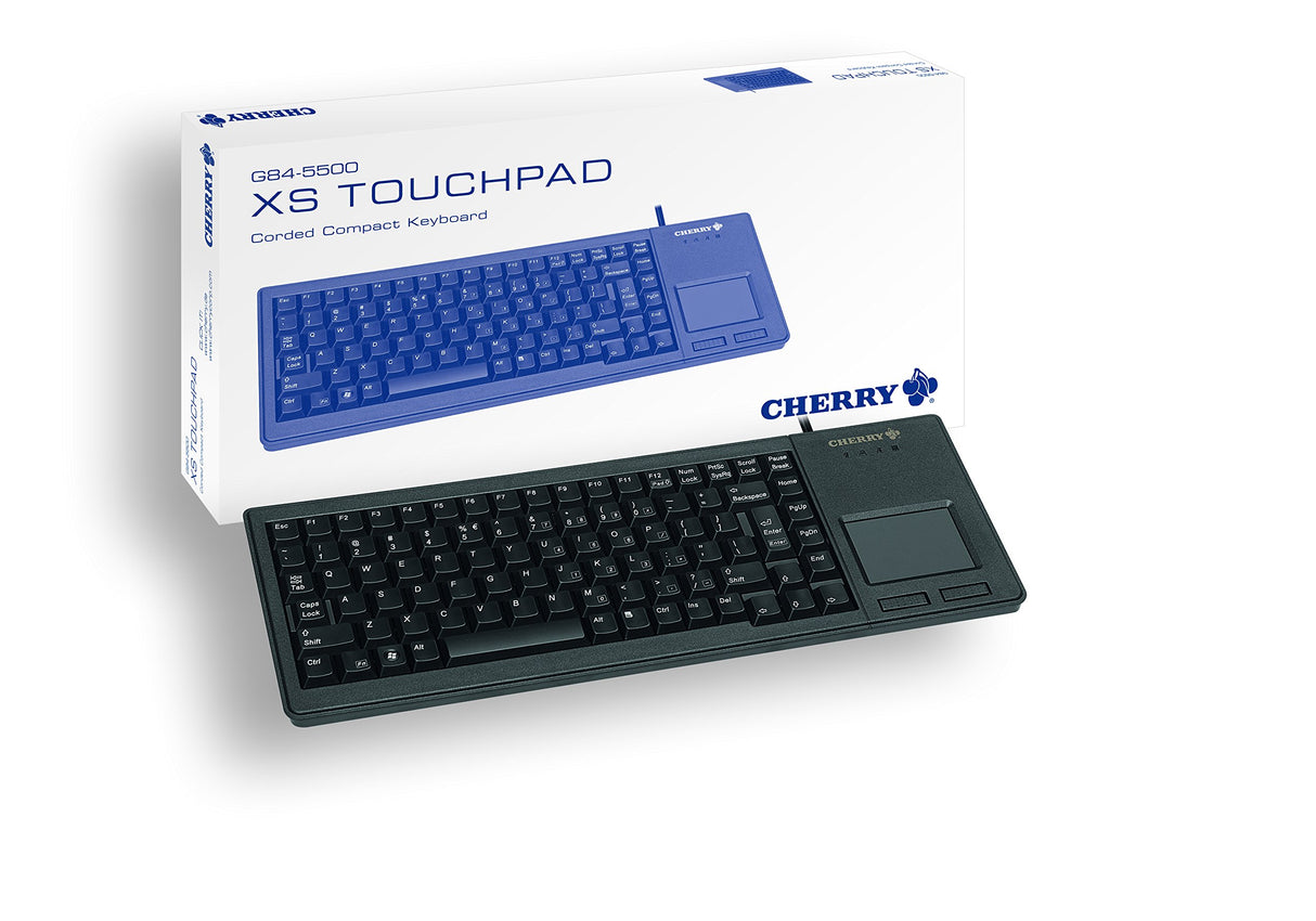 CHERRY G84-5500 XS, Teclado Compacto con Touchpad, Distribución Alemana (QWERTZ), Con Cable (Puerto USB-A), Interruptores Mecánicos CHERRY ML, Negro