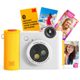 KODAK Smile+ Cámara Digital instantánea 2-en-1 y Impresora Bluetooth - 10MP, Lente giratoria con Efectos, Fotos Adhesivas Zink 2x3”, Imprime Desde App en Dispositivos Inteligentes - Blanco