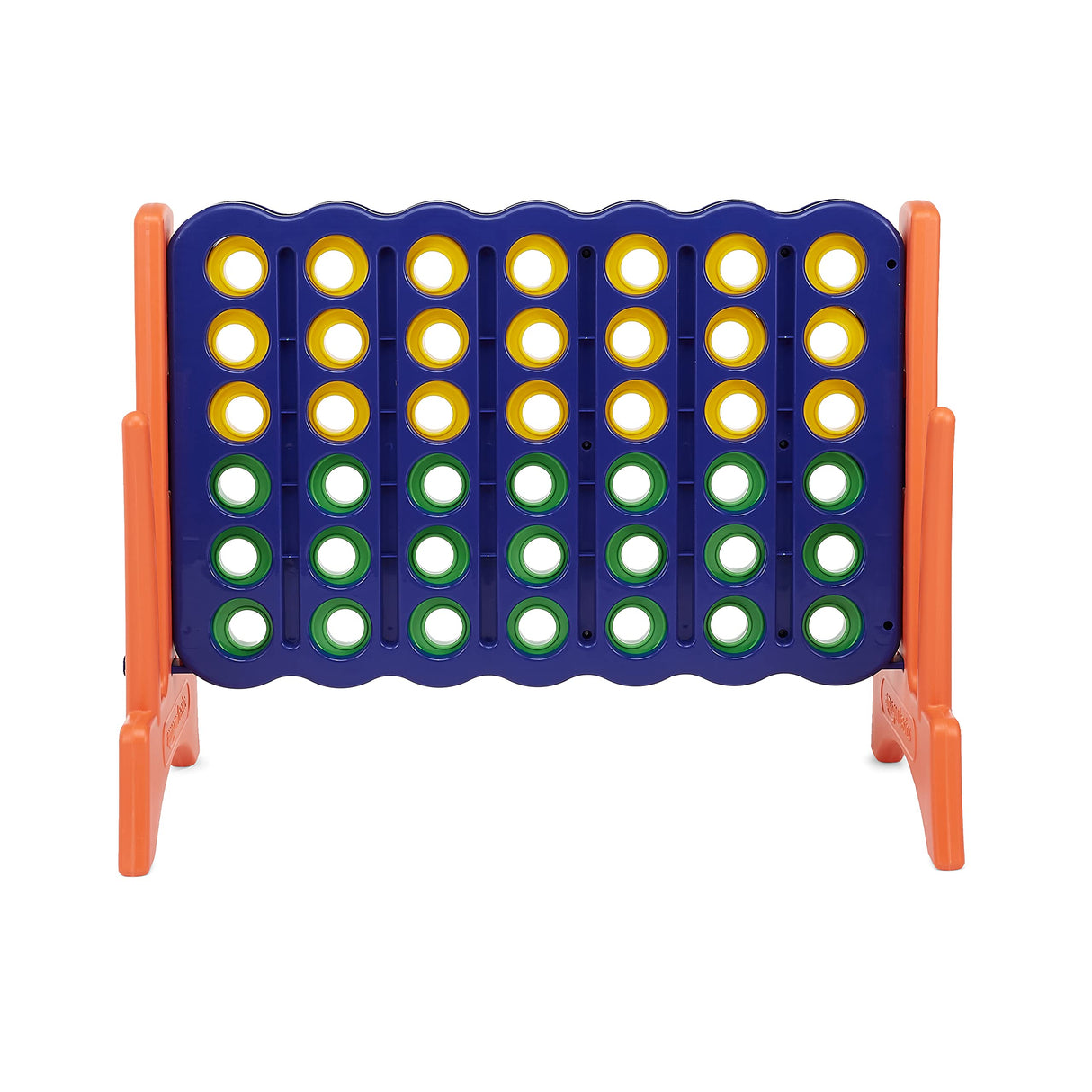 Amazon Basics Junior Juego de 4 en raya, sin BPA, gigante, prémium, plástico, para niños y adultos, con bolsa, regalo ideal, variedad de colores, Azul, Amarillo, Rojo, Verde, Grande