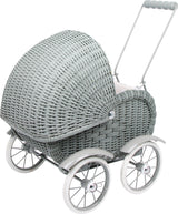 small foot 8771-Cochecito de bebé de Mimbre Ropa de Cama Blanca para Mayores de 3 años Cochecito de muñecas, Color Gris, 513252 cm (8771)