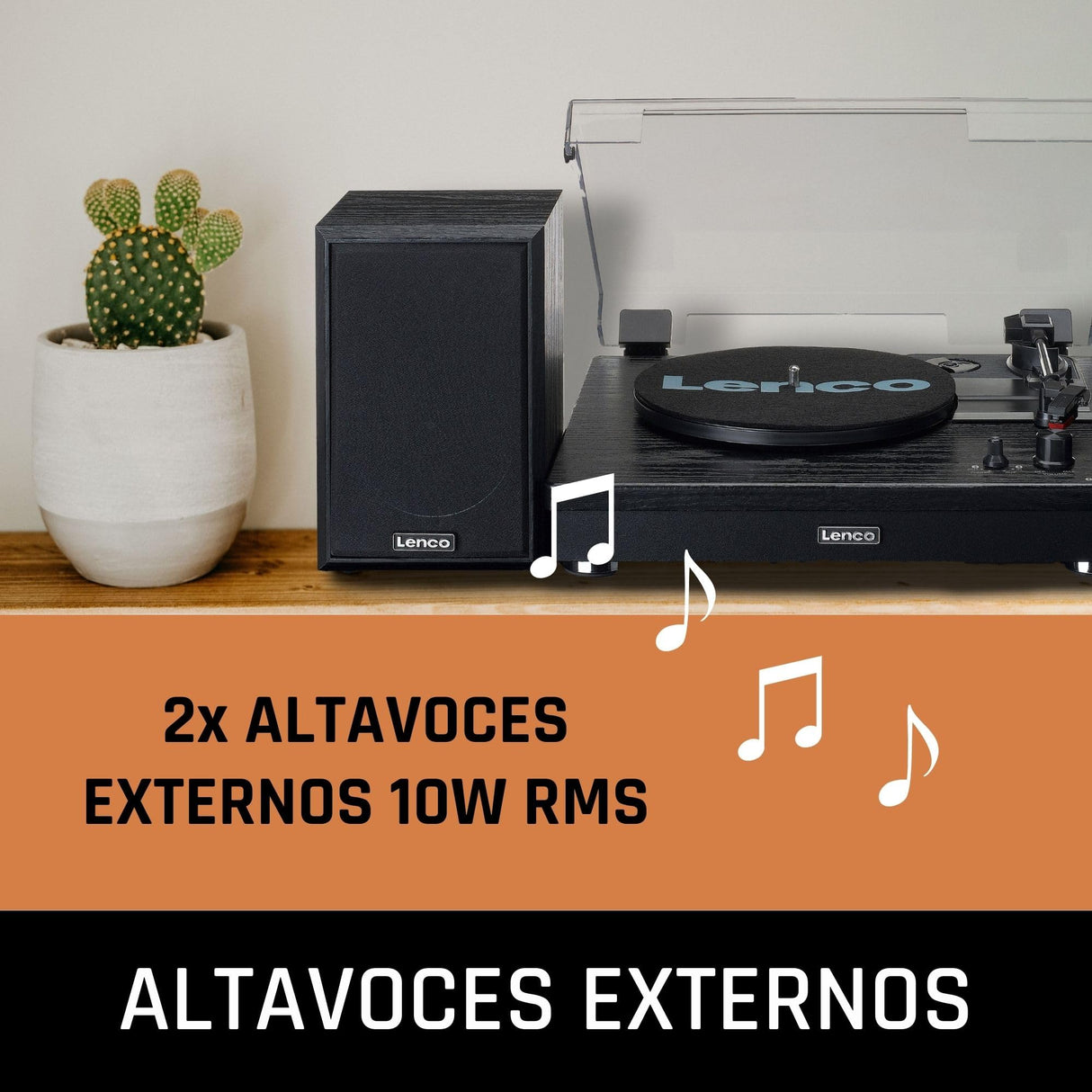 Lenco Turntable LS-101 - Giradiscos Bluetooth - Altavoz Externo con 2 x 10 vatios RMS - 3 velocidades - Transmisión por Correa - Negro