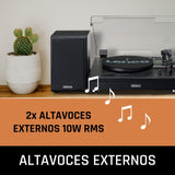 Lenco Turntable LS-101 - Giradiscos Bluetooth - Altavoz Externo con 2 x 10 vatios RMS - 3 velocidades - Transmisión por Correa - Negro