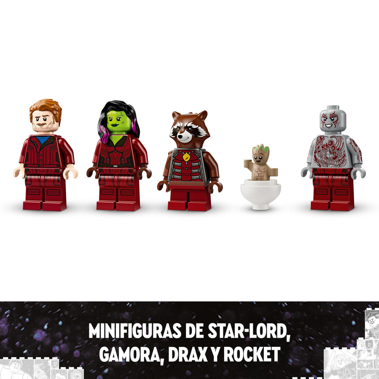 LEGO Marvel Guardianes de la Galaxia: La Milano Nave Espacial de Juguete de Construcción con 4 Minifiguras Inc. Gamora y Star Lord, Figura de Groot, Regalo para Niños y Niñas de 12 Años o Más 76286