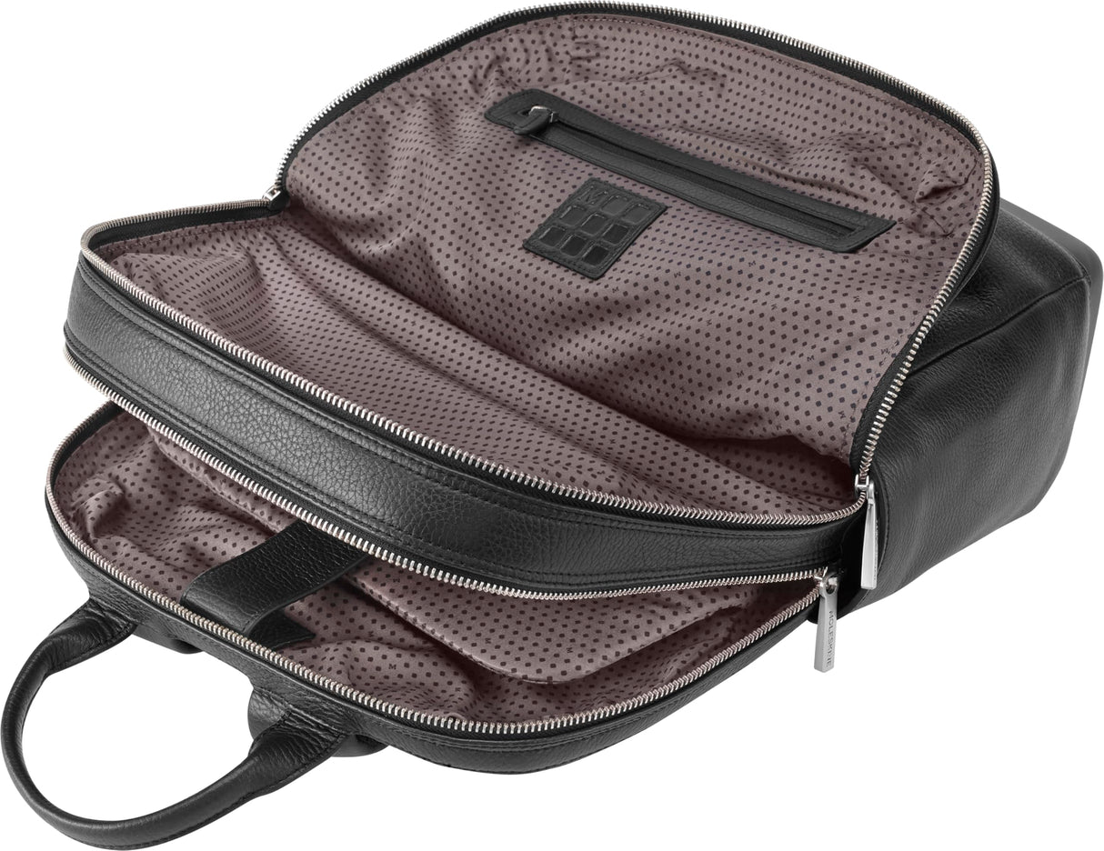 Moleskine - Mochila Colección Classic Pro en Cuero, Mochila Profesional para Oficina, Mochila Porta Pc para Laptop, iPad, Notebook hasta 15'', Dimensiones 43 x 33 x 14 cm, Color Negro