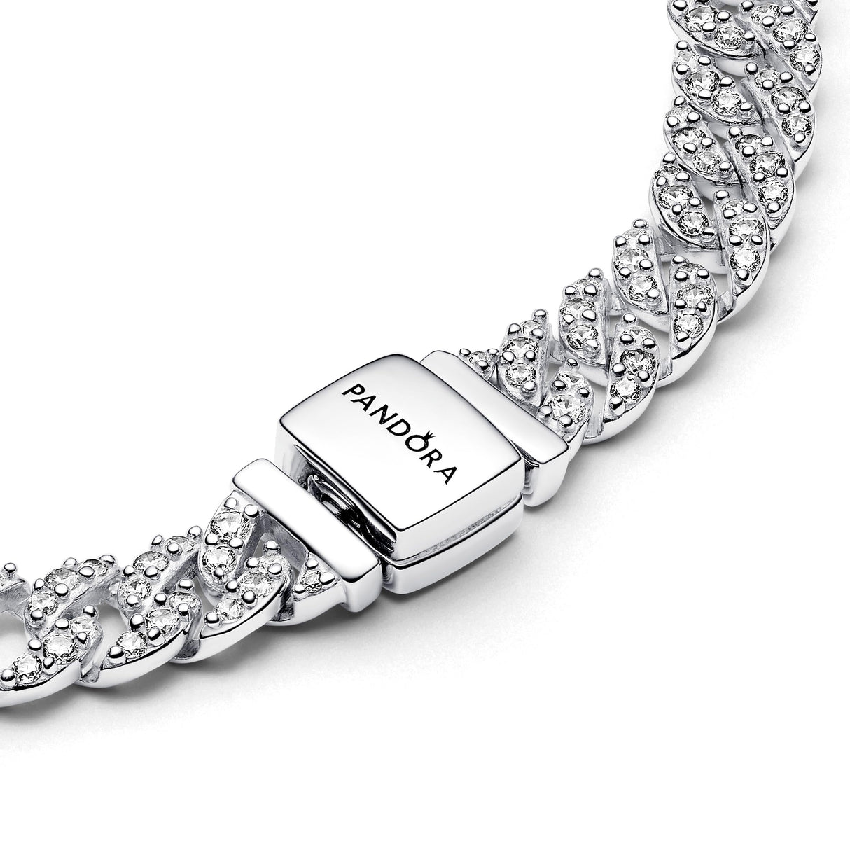 Pandora Timeless Pulsera de plata de ley con engaste pavé y circonitas cúbicas transparentes, 18