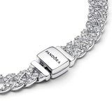 Pandora Timeless Pulsera de plata de ley con engaste pavé y circonitas cúbicas transparentes, 18