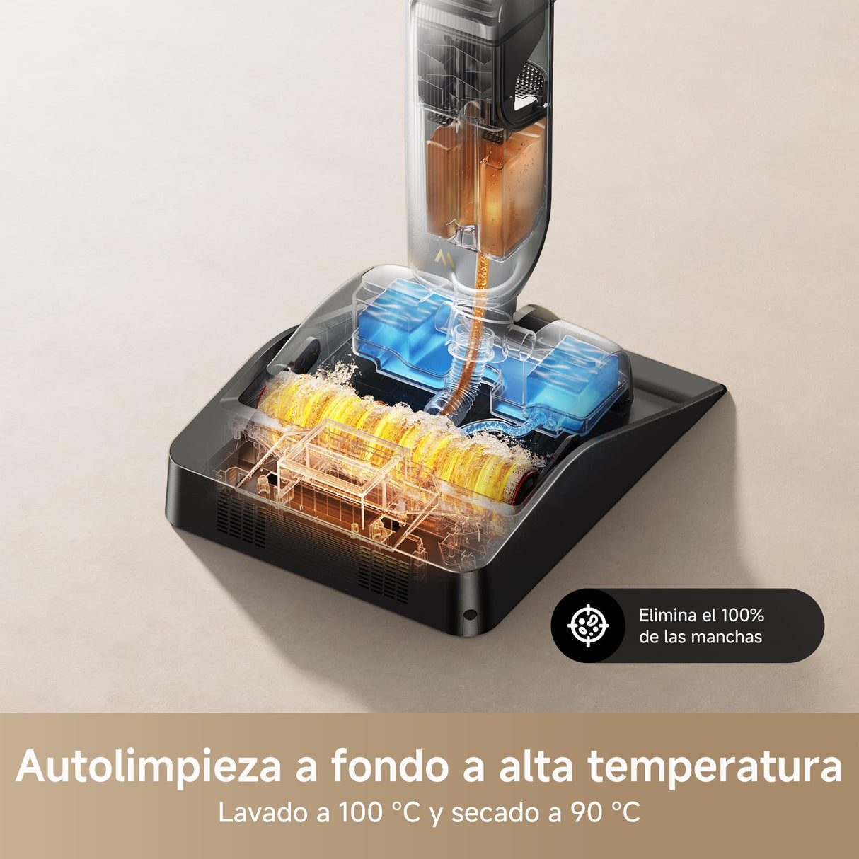 Mova X4 Pro, Aspiradora, seco y Mojado, friega con Agua Caliente, sin enredos, autolimpieza 100 °C, succión 20 kPa, estación de Empuje, Cabezal de Cepillo LED, Dos Bordes