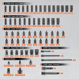 VEVOR Juego de Vasos de Impacto 9,5mm y 12,7 mm Juego de Vasos de Impacto Métricos 130 piezas Acero de Aleación CR-Mo 6 Puntos Marcas de Tamaño Fáciles de Leer para Reparación de Automóviles, Taller