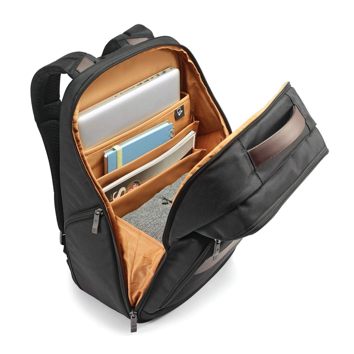Samsonite Kombi - Mochila de negocios, Negro/Marrón, 17.5 x 12 x 7-Inch, Kombi - Mochila de negocios