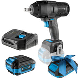 Högert Technik Juego de destornilladores de impacto sin escobillas, 18 V, 600 Nm, par de torsión, batería de 4,0 Ah, cargador de 4 A, maletín, motor sin escobillas, iluminación LED, para talleres +