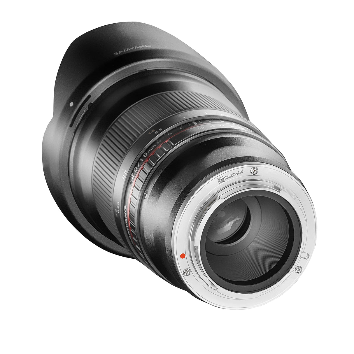 Samyang F1120709101 - Objetivo fotográfico DSLR para Micro Cuatro Tercios (Distancia Focal Fija 16mm, Apertura f/2-22 ED AS UMC CS, diámetro Filtro: 77mm), Negro