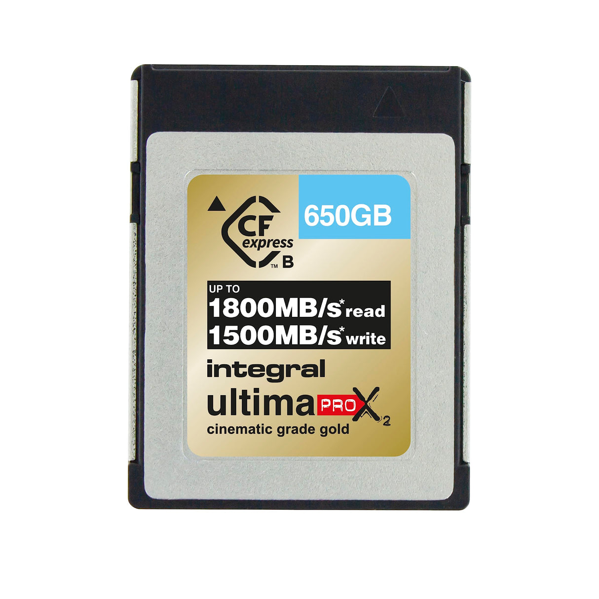 Integral 650GB CFexpress Memory Card Type B 2.0 12K and 8K Raw and 8K 120 FPS 1800MB/s Read 1500MB/s Write Speed 1500MB/s Sustained Write Speed Designed for Advanced Cinematic and DSLR Cameras