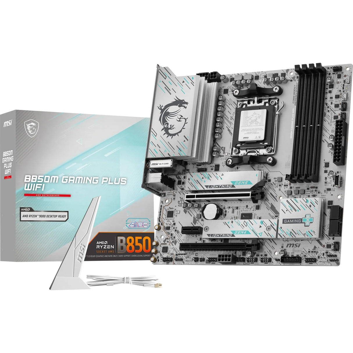 MSI B850M Gaming Plus WiFi Placa Base, mATX - Soporta procesadores AMD Ryzen 9000/8000 / 7000, AM5 - Memoria DDR5 Boost 8200+ MT/s (OC), PCIe 5.0 x16 & 4.0 x4, M.2 Gen5, Wi-Fi 7, 5G LAN