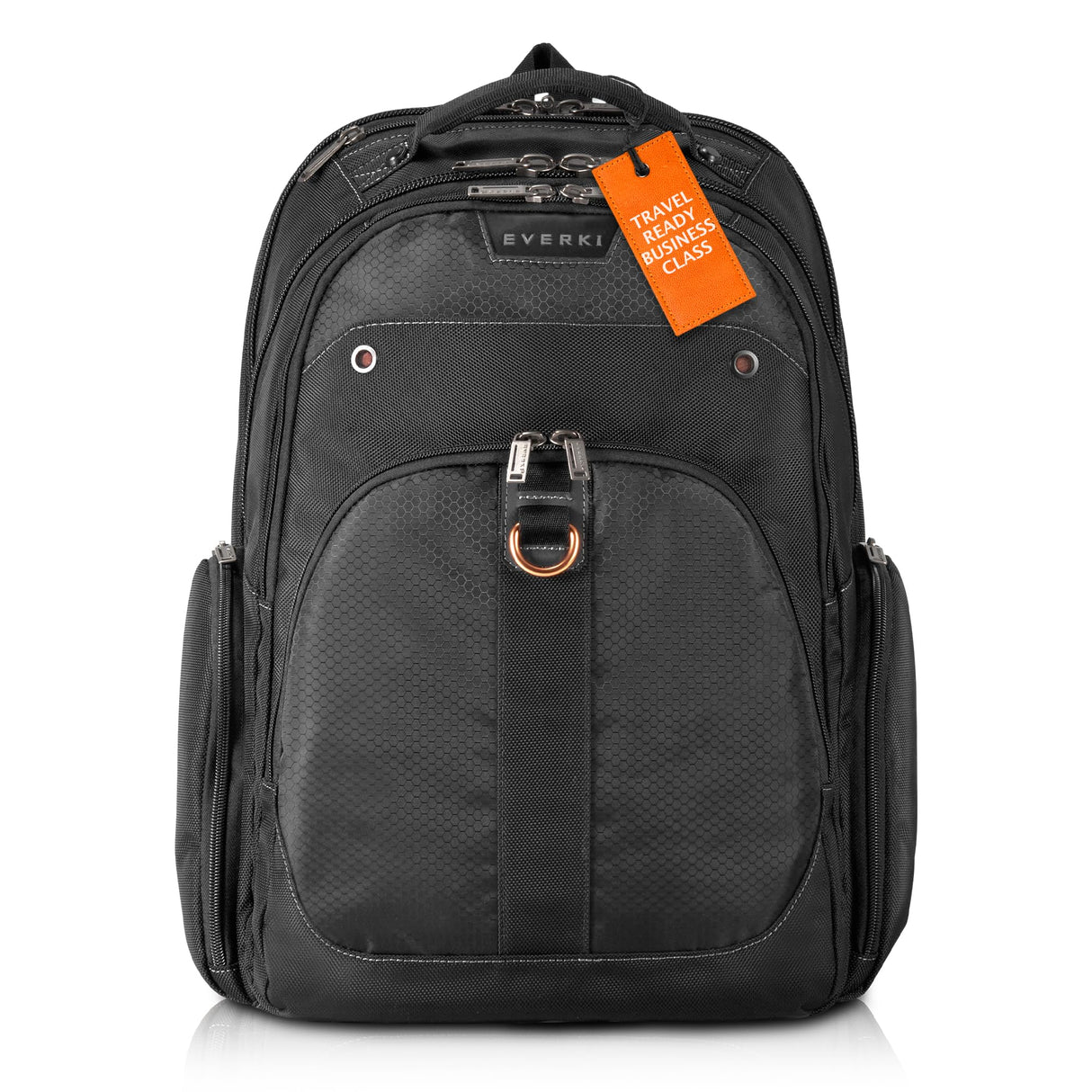Everki Atlas - Mochila para portátil con Compartimento Ajustable para portátil de 13 a 17,3 Pulgadas (33-43,9 cm), Trolley Flap, Concepto Plano Bien pensado y Otras Funciones, Negro, EKP121-1