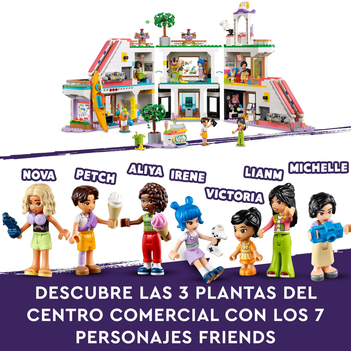 LEGO Friends Centro Comercial de Heartlake City Juguete de Casa de Muñecas apra el Juego de Rol, Maqueta de Construcción con Mini Muñecos de Personajes, Regalo para Niñas y Niños de 8 Años o Más 42604