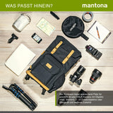 Mantona - Mochila con Aplicaciones de Piel (para una cámara réflex, 3 Objetivos y Accesorios), Color Verde