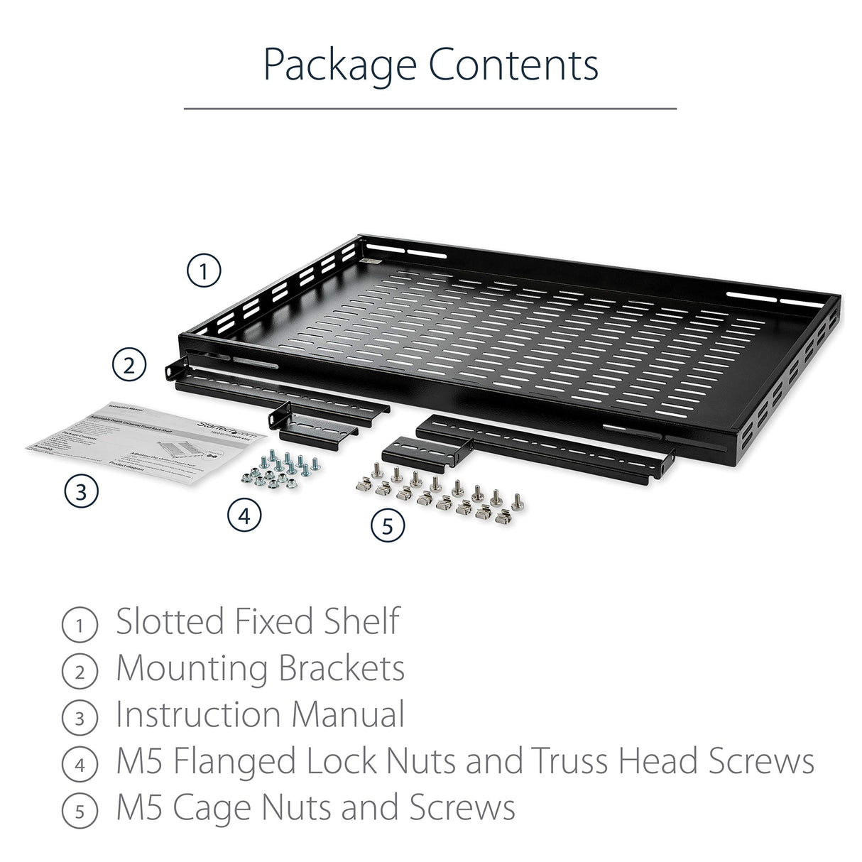 StarTech.com Estante Ajustable 1U Ventilado para Rack de Servidores, 79,3kg, Bandeja Universal de 19 Pulgadas Ajustable de 49,5 a 96,5cm, 27,5" ( 69,8cm) de Profundidad (ADJSHELF)