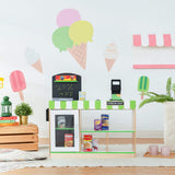 Teamson Kids - Cajero de Austin Play Market Stand - Verde y Madera - TD-13206B