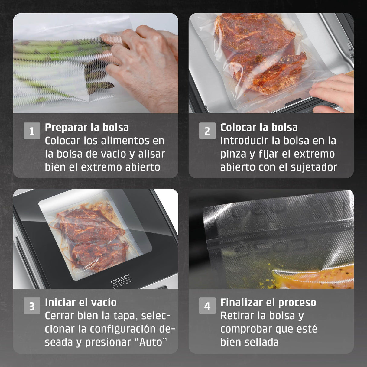 CASO VacuChef 40 - Envasadora al vacío profesional de cámara compacta - Potente capacidad de vacío de 70 L/min - Cámara con capacidad de 3 litros - acero inoxidable